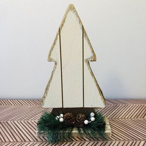 Hobby Lobby Christmas Wood Plank White Wash Tree Tabletop Décor #2 Cottage Charm